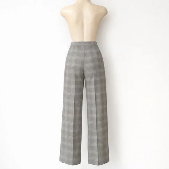 89th & Madison Womens Plaid Wide Leg Pants Size Medium High Rise Sailor Button - Picture 2 of 10